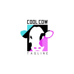 Cool cow. Logo template.