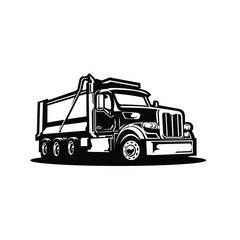 Dump truck side view silhouette vector isolated