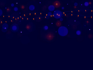 Christmas lights - Bright blue defocused background