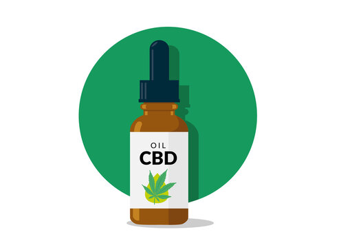 Extrait de cannabis &agrave; base d'huile CBD. Marijuana th&eacute;rapeutique. Huile de chanvre dans un flacon. Isol&eacute; sur fond blanc.