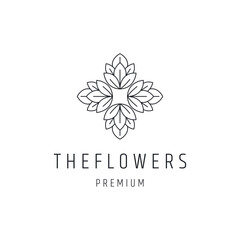 The Flowers Logo design with Line Art On White Backround