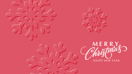 Merry Christmas card color paper cut.