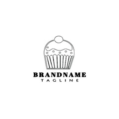 cupcake logo cartoon icon design black isolated vector illustration