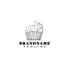 cupcake logo cartoon icon template black isolated vector illustration
