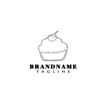 cupcake logo cartoon icon design template black vector illustration