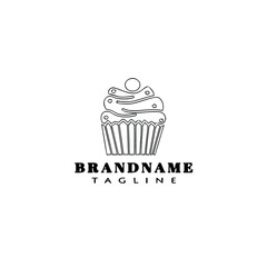 cupcake logo cartoon icon design cute black isolated vector illustration