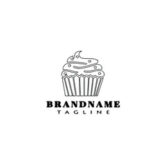 cupcake logo cartoon icon cute template black isolated vector illustration