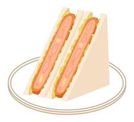 エビカツサンド　三角に二分割