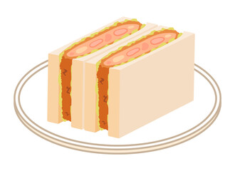エビカツサンド　四角に二分割