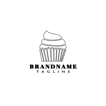 cupcake logo cute icon design template black isolated vector illustration