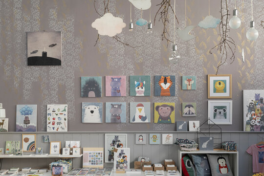 Handmade Illustrations On The Wall In Artsy Studio