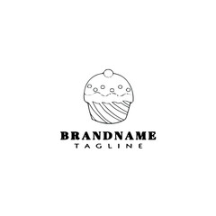 cupcake logo flat icon design template black isolated vector illustration