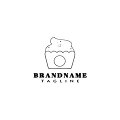 cupcake logo cartoon icon design symbol black isolated vector illustration
