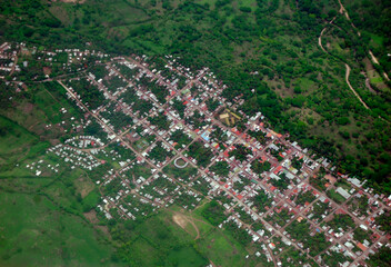 Aerial view of the town of Bonanza, Rosita in Nicaragua