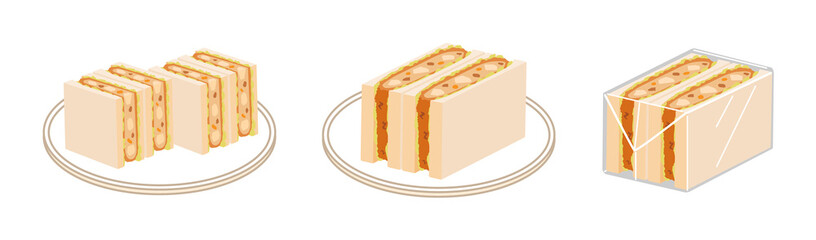 コロッケサンドのセット　四角