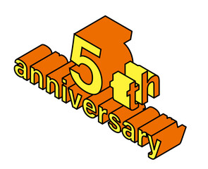 5周年のアイソメトリックス　イラスト・ロゴ｜グラフィック素材　5th Anniversary