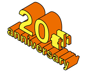 20周年のアイソメトリックス　イラスト・ロゴ｜グラフィック素材　20th Anniversary