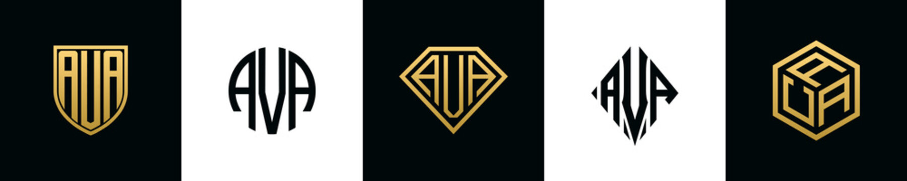 Initial letters AVA logo designs Bundle