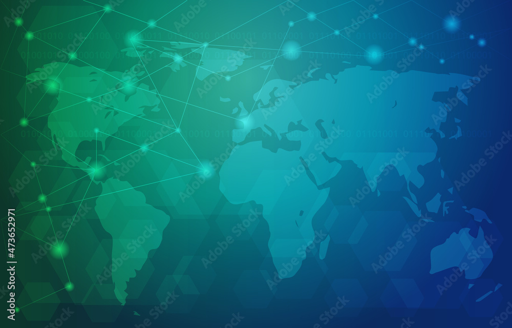 Poster global digital network communication connection internet computer technology business