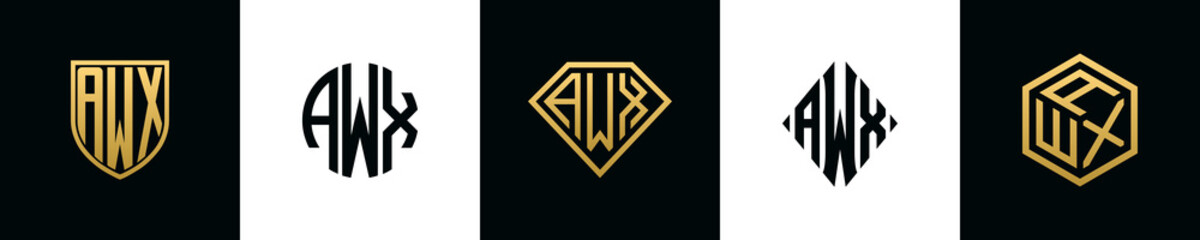 Initial letters AWX logo designs Bundle