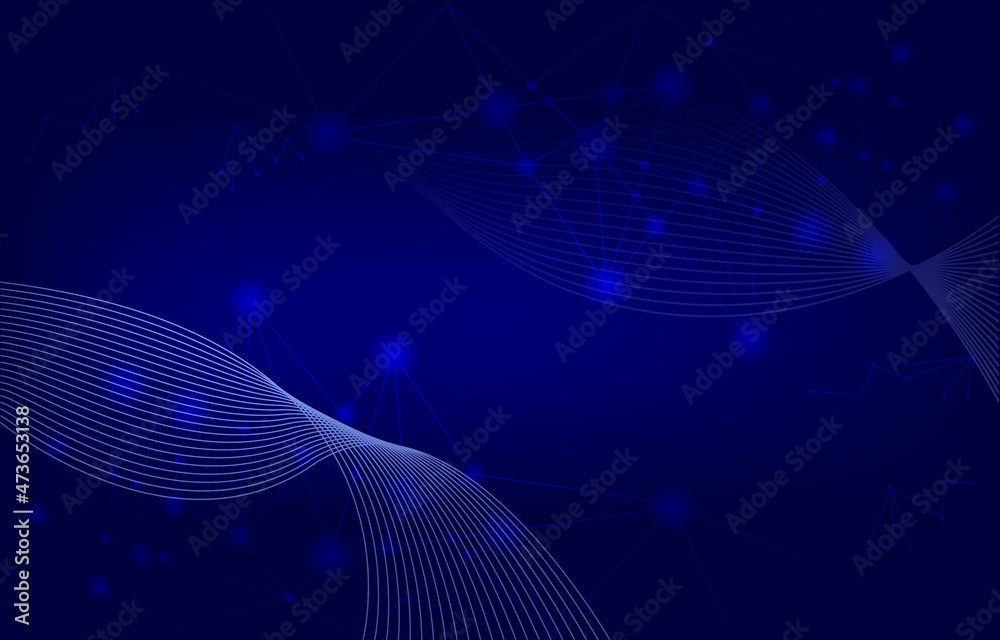 Poster wave lines digital network connection internet computer technology background