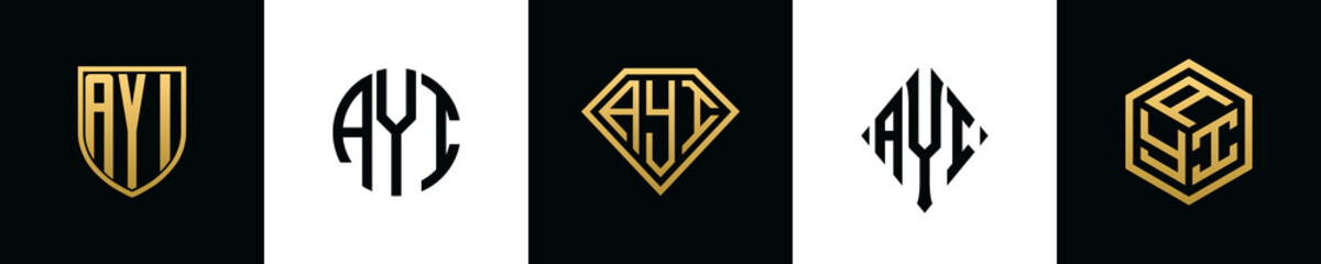 Initial letters AYI logo designs Bundle