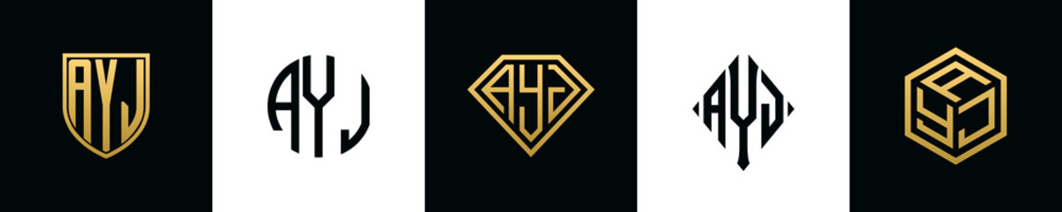 Initial letters AYJ logo designs Bundle