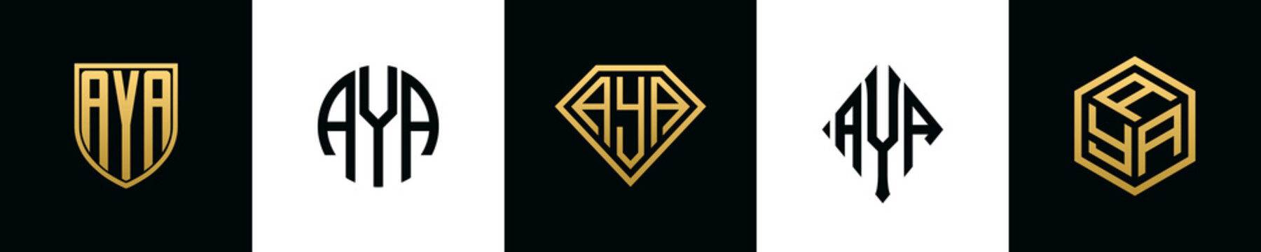 Initial letters AYA logo designs Bundle