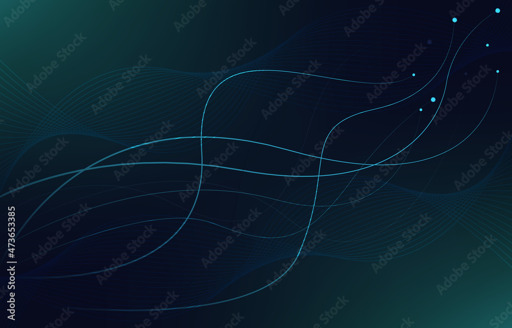 Poster wave lines digital network connection internet computer technology background