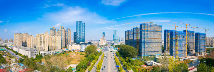 Fototapeta premium Urban environment of Gongnong Road, Nantong City, Jiangsu Province