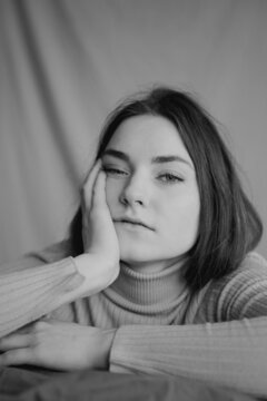 Bored Woman In Turtleneck
