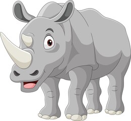 Cartoon rhino on white background