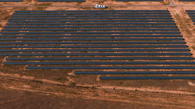 abstract hi-tech pattern - Aerial view of solar  panels