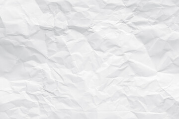 White crumpled paper texture background.