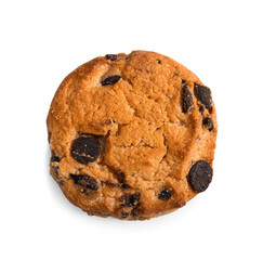 Tasty chocolate chips cookie on white background