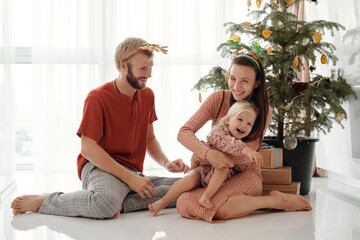 Happy Family Celebrating Christmas