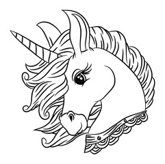 cute little unicorns, relaxing in the fields, coloring books for kids