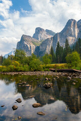 Cathedral Rocks and Spires with Reflection in Yosemite National Park