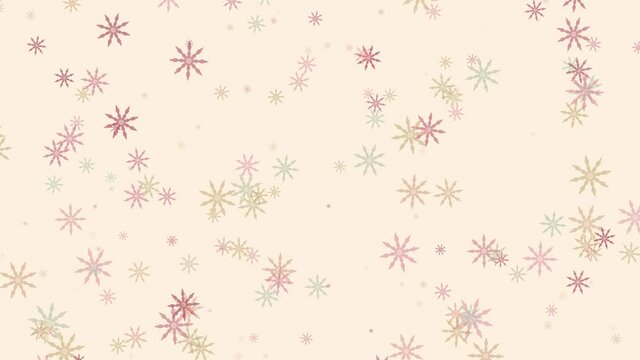 Abstract pastel snowflakes falling background looped pastel rainbow dreamy color bokeh snowflakes motion graphics.4K 3D rendering.loop soft sweet particle in Pastel tone for Christmas New year

