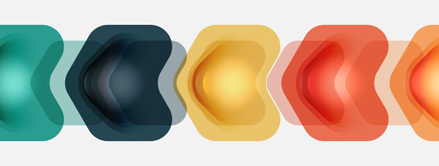 Color arrow shapes on white backdrop. Minimal geometric abstract background. Vector illustration for wallpaper banner background or landing page