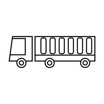 Lorry silhouette icon. Dump truck. Container transport. White shape. Business concept. Vector illustration. Stock image.