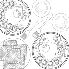 adult, children's coloring book antistress delicious food