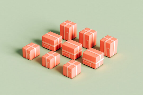 Cardboard package on green background