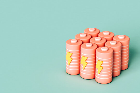 Pink Alkaline battery with energy sign with copy space