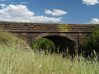 Old stone railway bridge in country Victoria Australia 