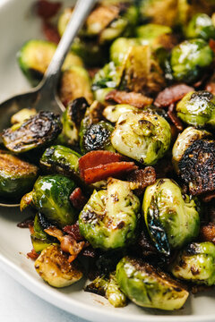 Close-up Brussels Sprouts and Bacon