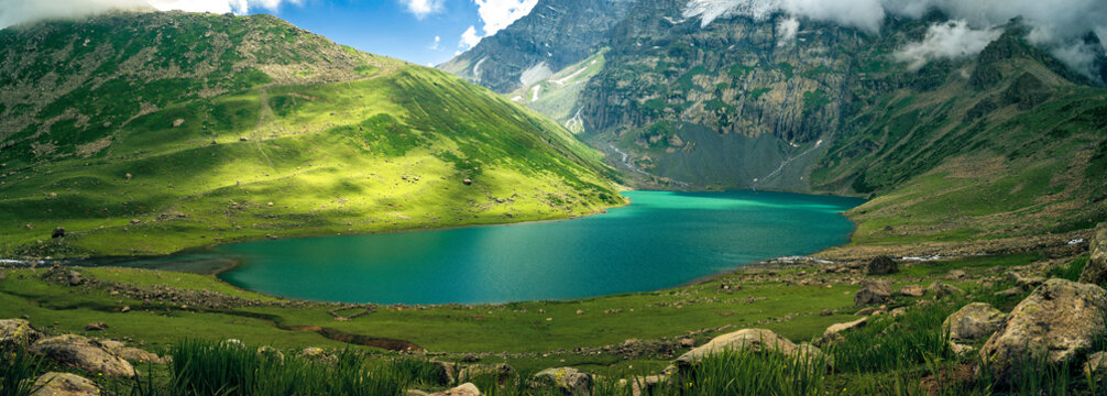 Nundkol lake is near the Gangabal lake, at the base of Mount Harmukh. This is the last lake on the Kashmir Great Lake trek which is an alpine high altitude trek in Kashmir, India.