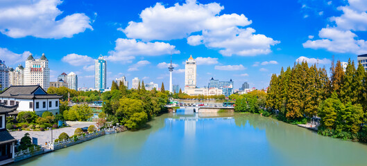 Obraz na płótnie Canvas Urban environment of TV Tower in Nantong City, Jiangsu Province