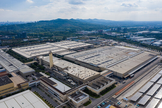 Aerial Shot Of A Modern Car Factory