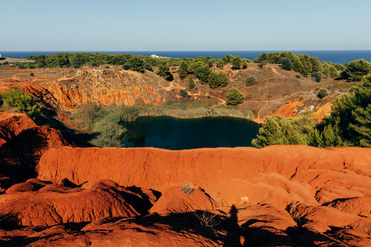 Landscape of disused bauxite quarry 